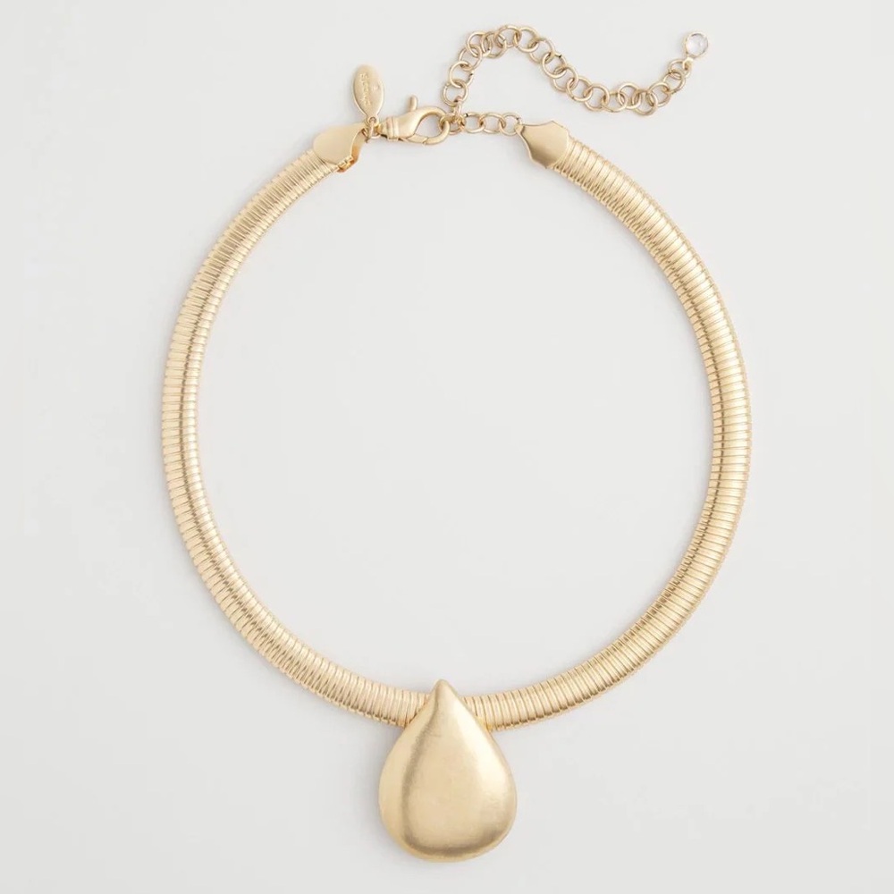 CHICO’S NWT Teardrop Collar Necklace • Gold Tone Preppy Classic Statement Piece